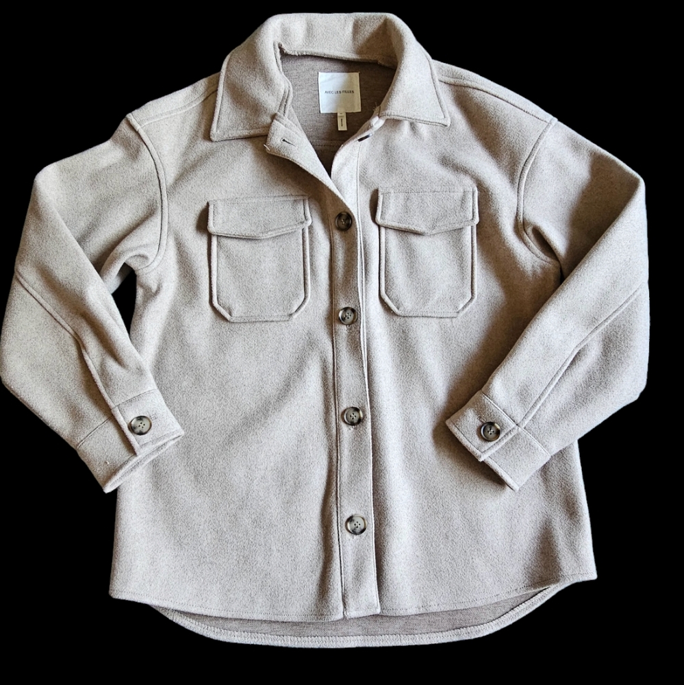 Avec les Filles beige minimalist autumn jacket with two front‎ pockets, size M